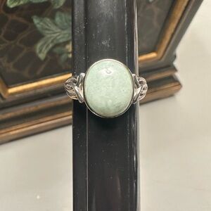 Elegant Silver and Green Stone Ring jade stone